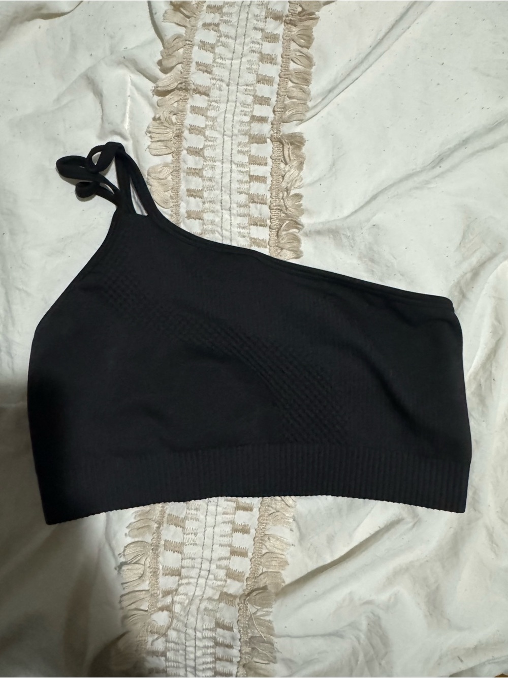 Fabletics Black One-Shoulder sports bra